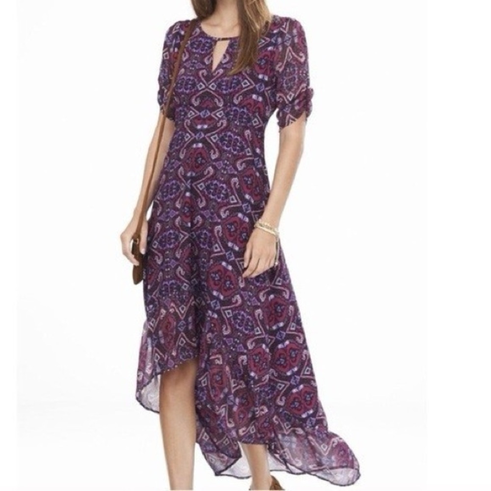 Express Key Hole Patterned High Low Maxi Dress